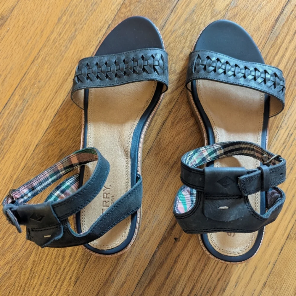 Sperry‎ Top Sider Size 8.5 Black Woven Strap Sandals